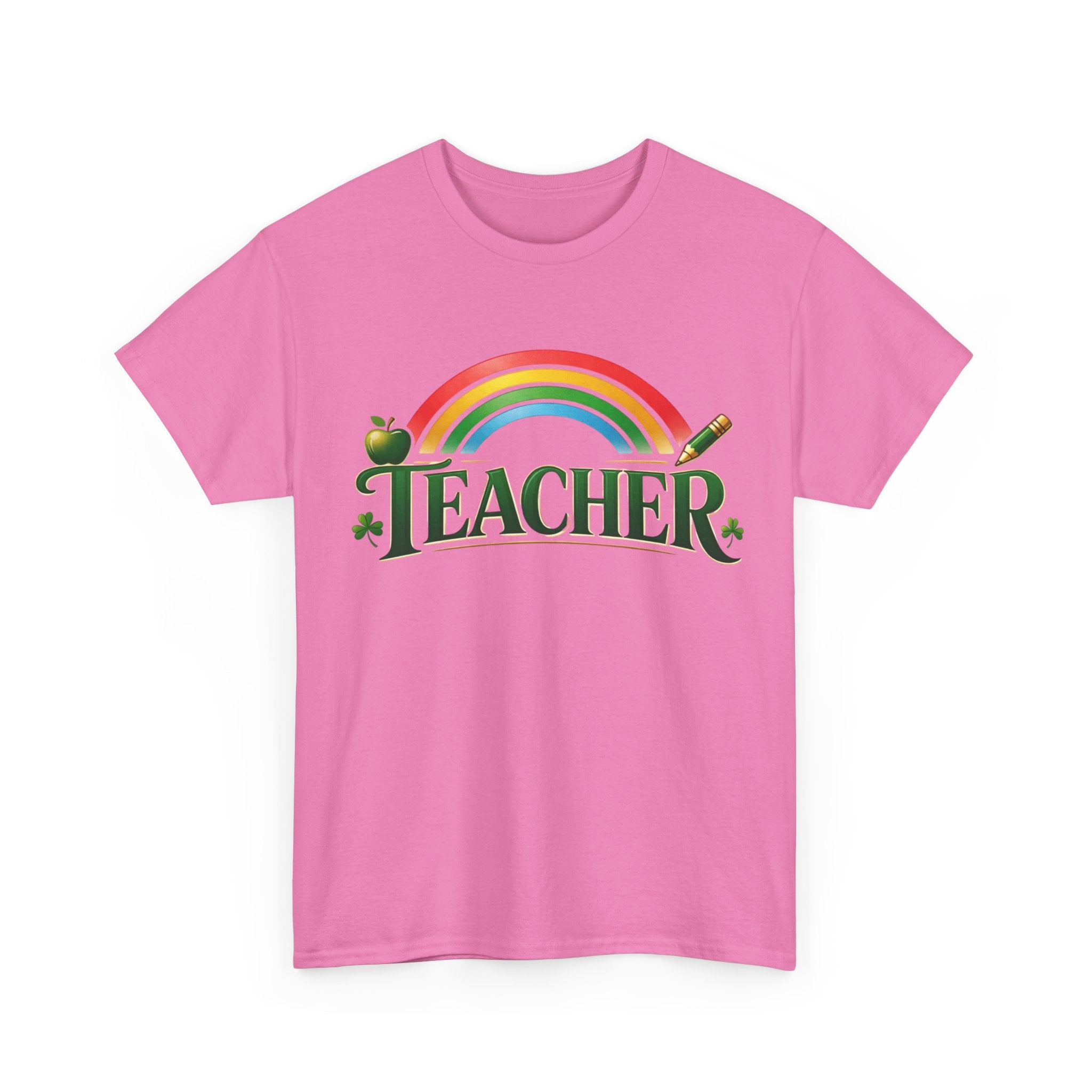 Teacher Rainbow T-Shirt — Cute Apple & Pencil School Shirt for Educators
