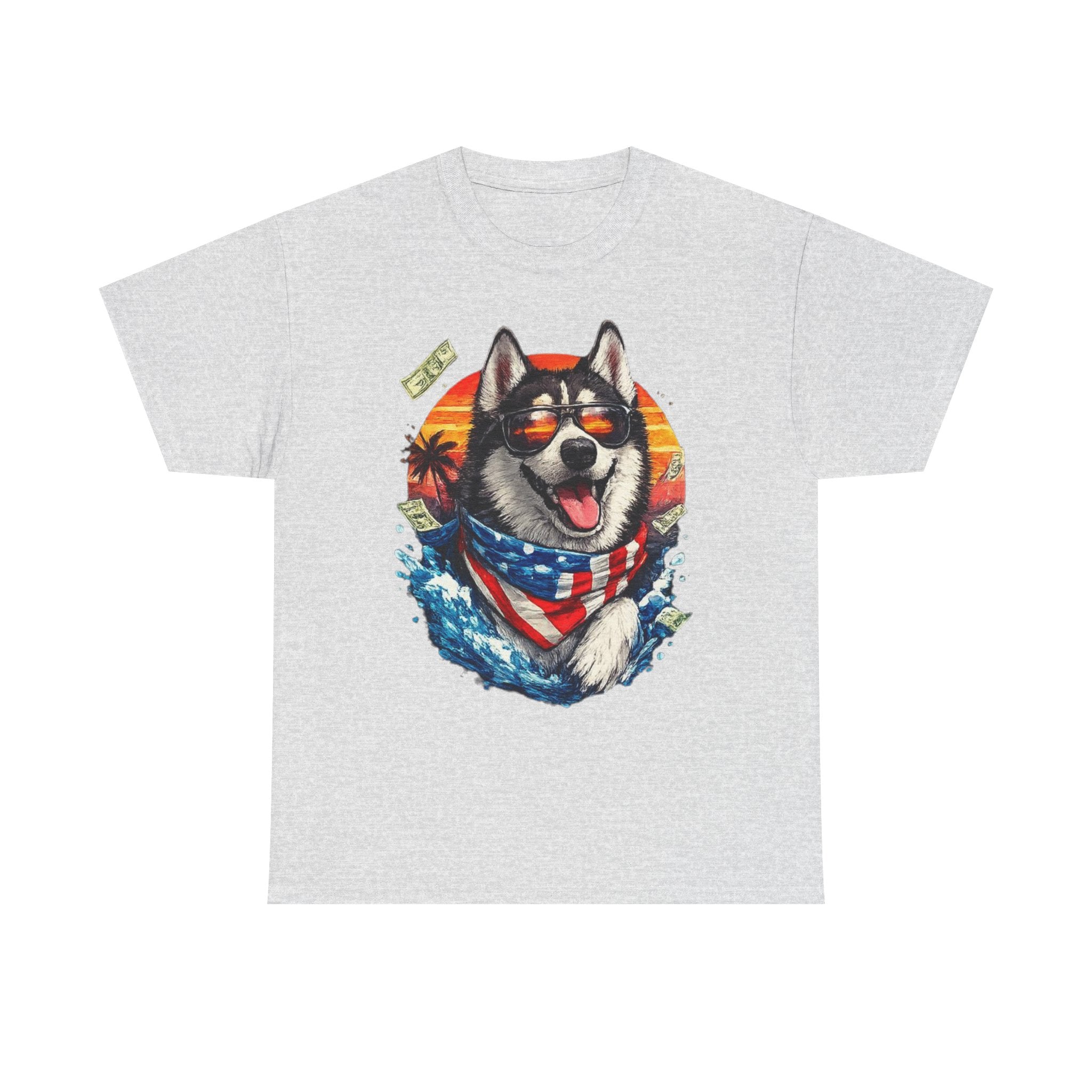 Patriotic Husky Tee — American Flag Bandana Dog T-Shirt