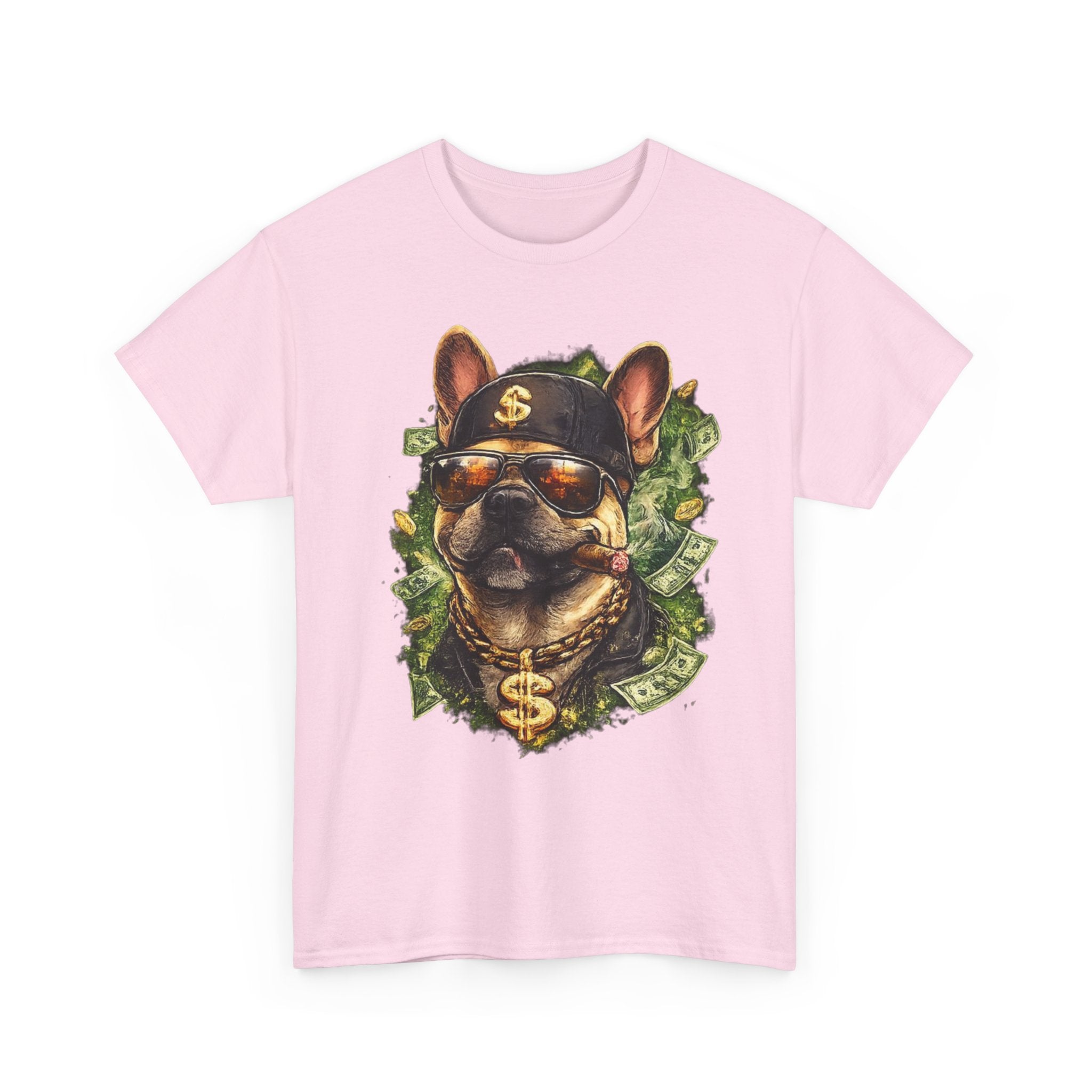 Money Dog Graphic Tee — Cool Rottweiler with Shades, Cap & Dollar Chain
