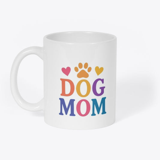 Dog Mom Mug – Colorful Paw Print Coffee Cup for Pet Lovers
