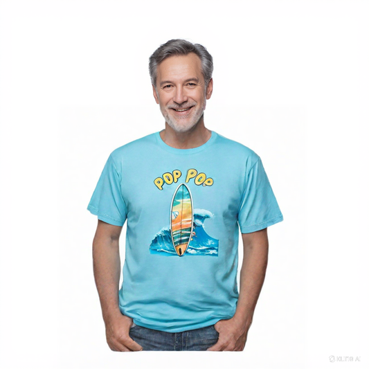 Pop Pop’s Surfing Buddy T-Shirt – Surfboard & Waves Design