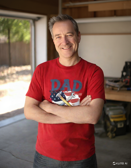 Dad Fixer of All Things T-Shirt – Patriotic Hammer & Wrench Design for Handyman Dads