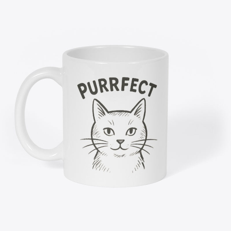 Purrfect Cat Lover Coffee Mug – Minimalist Feline Design