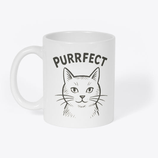 Purrfect Cat Lover Coffee Mug – Minimalist Feline Design